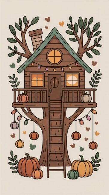 Treehouse aesthetic fall wallpapers for phone