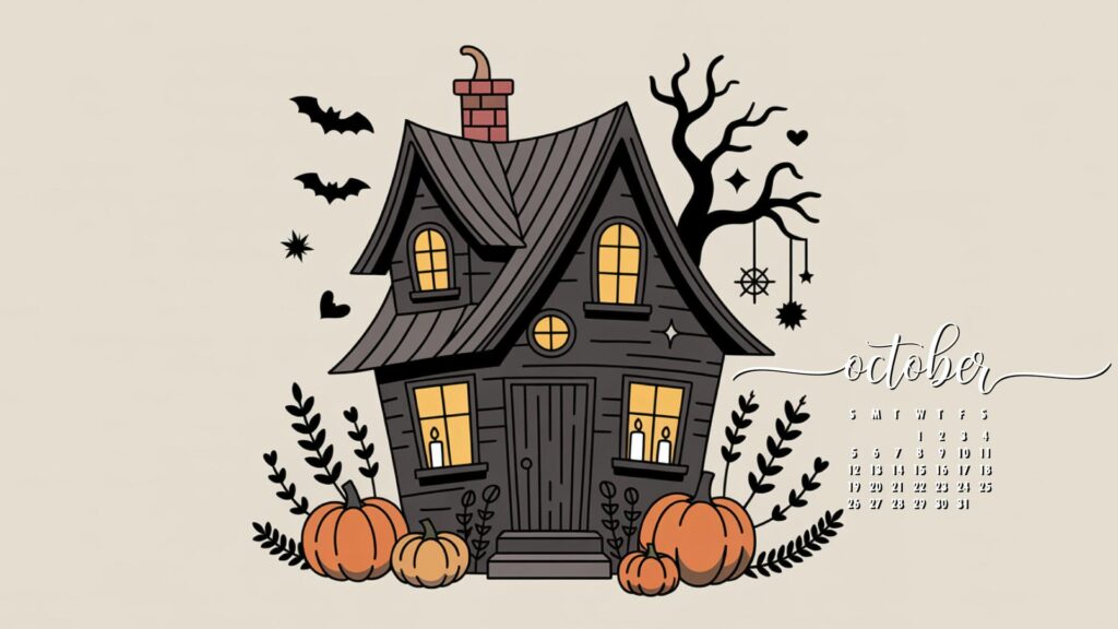Witch House desktop wallpaper october calendar