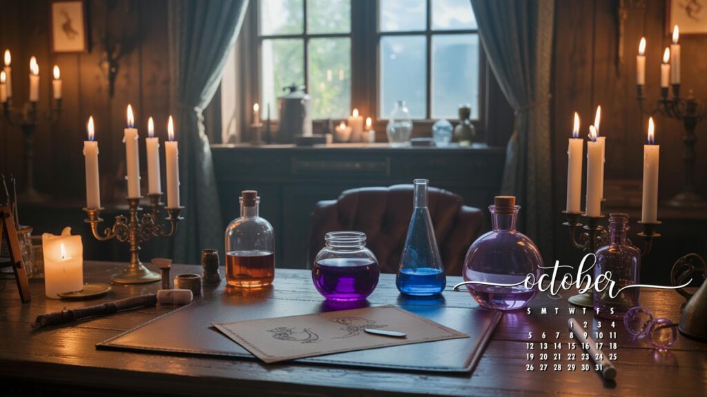 Witches Study october calendar wallpaper