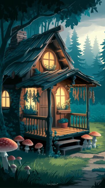Witchy Cottage fall iPhone wallpaper