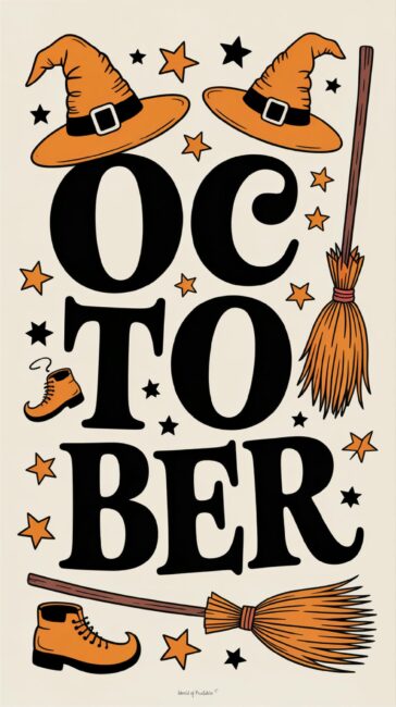 cute spooky october wallpaper Witch