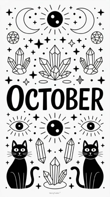 halloween doodle wallpaper of Cats and Crystals