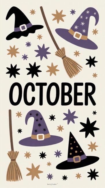 witchy october phone wallpaper