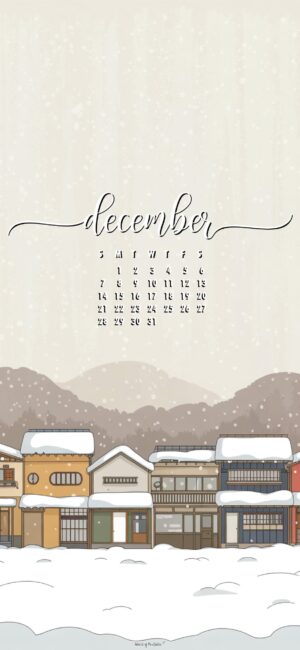 Japanese-houses-minimalist-december-2025-calendar-phone-wallpaper