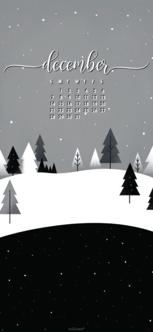 Monochrome-cute-december-phone-calendar-wallpaper