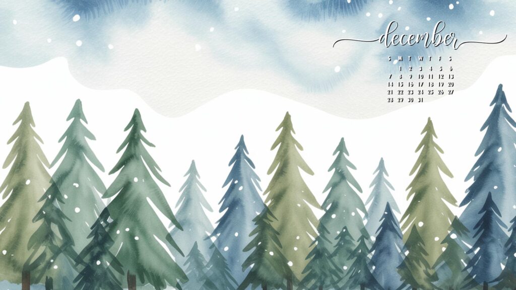 Pine-Trees-aesthetic-december-desktop-calendar-wallpaper
