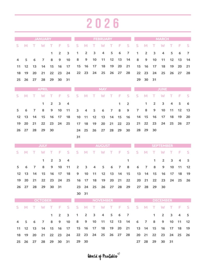 Printable 2026 Year Calendar-102