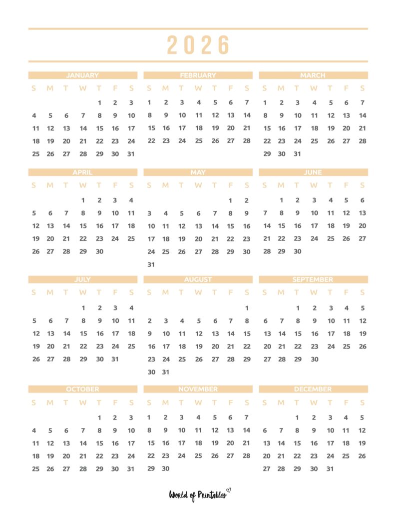 Printable 2026 Year Calendar-104