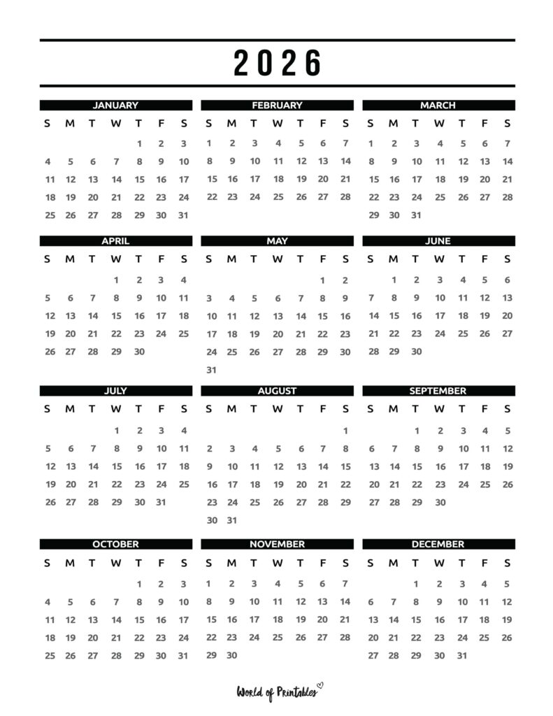 Printable 2026 Year Calendar-106