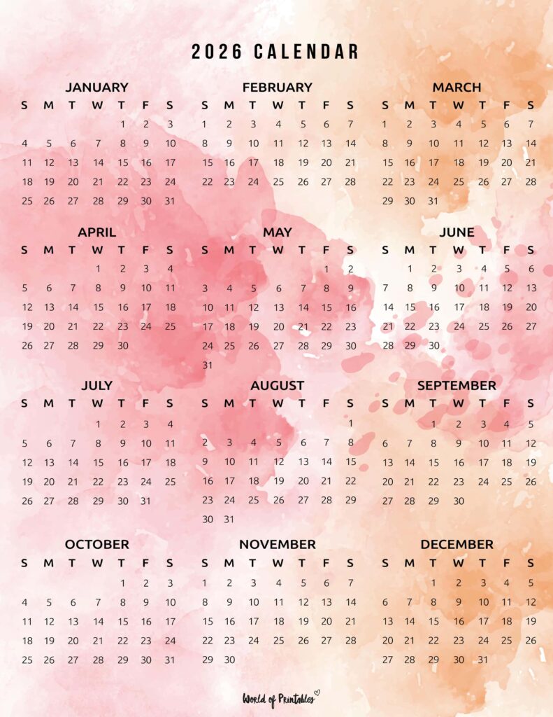 Printable 2026 Year Calendar-107