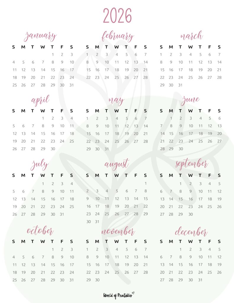 Printable 2026 Year Calendar-118