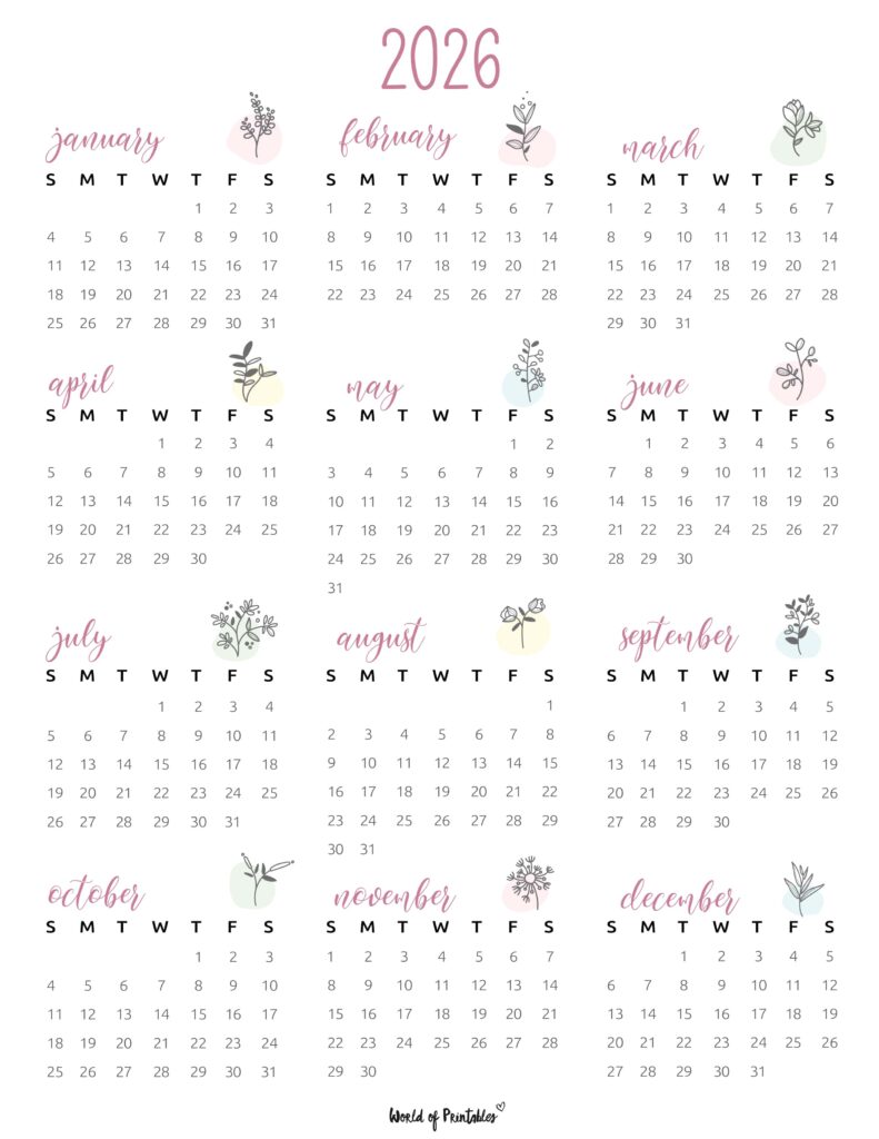 Printable 2026 Year Calendar-120