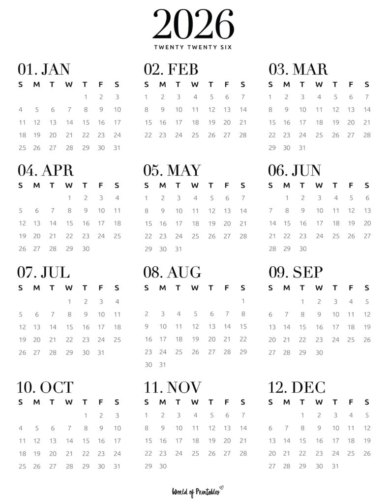 Printable 2026 Year Calendar-121