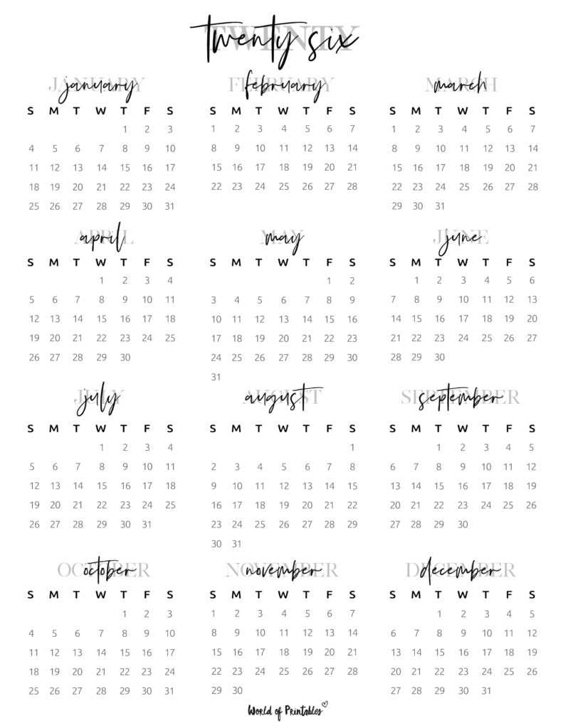 Printable 2026 Year Calendar-122