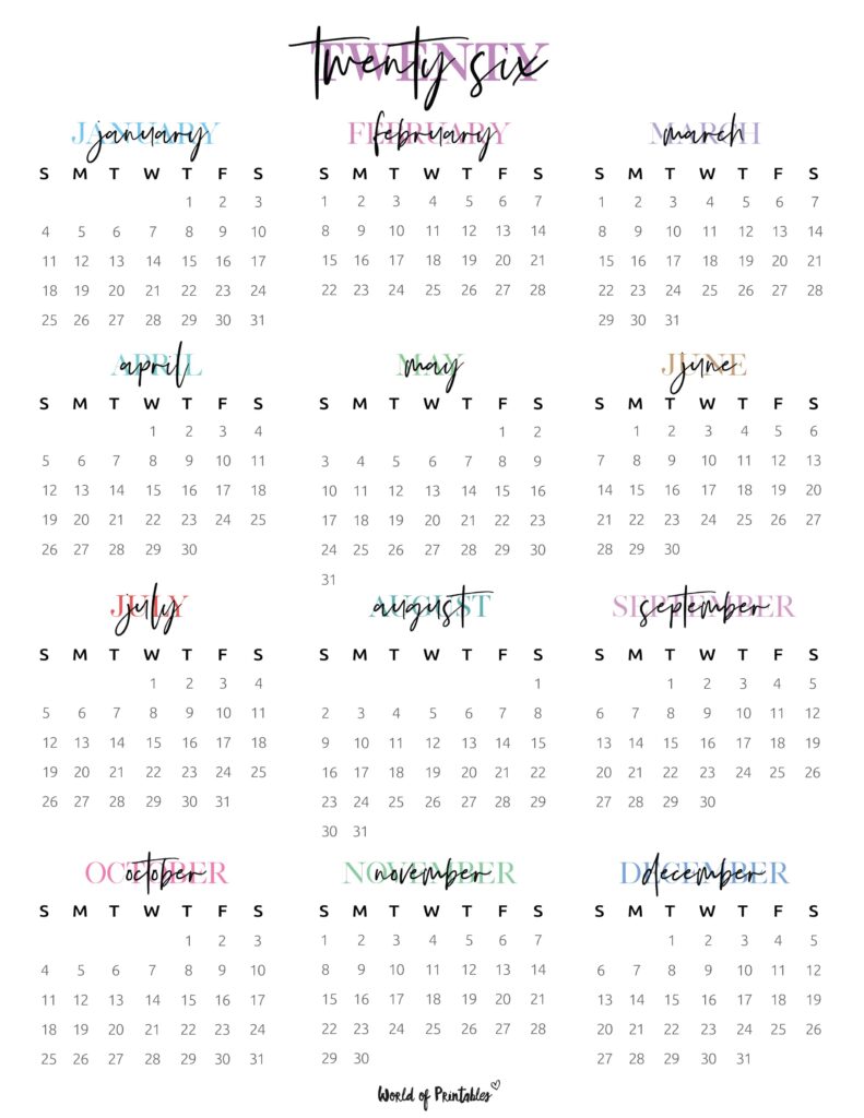 Printable 2026 Year Calendar-123