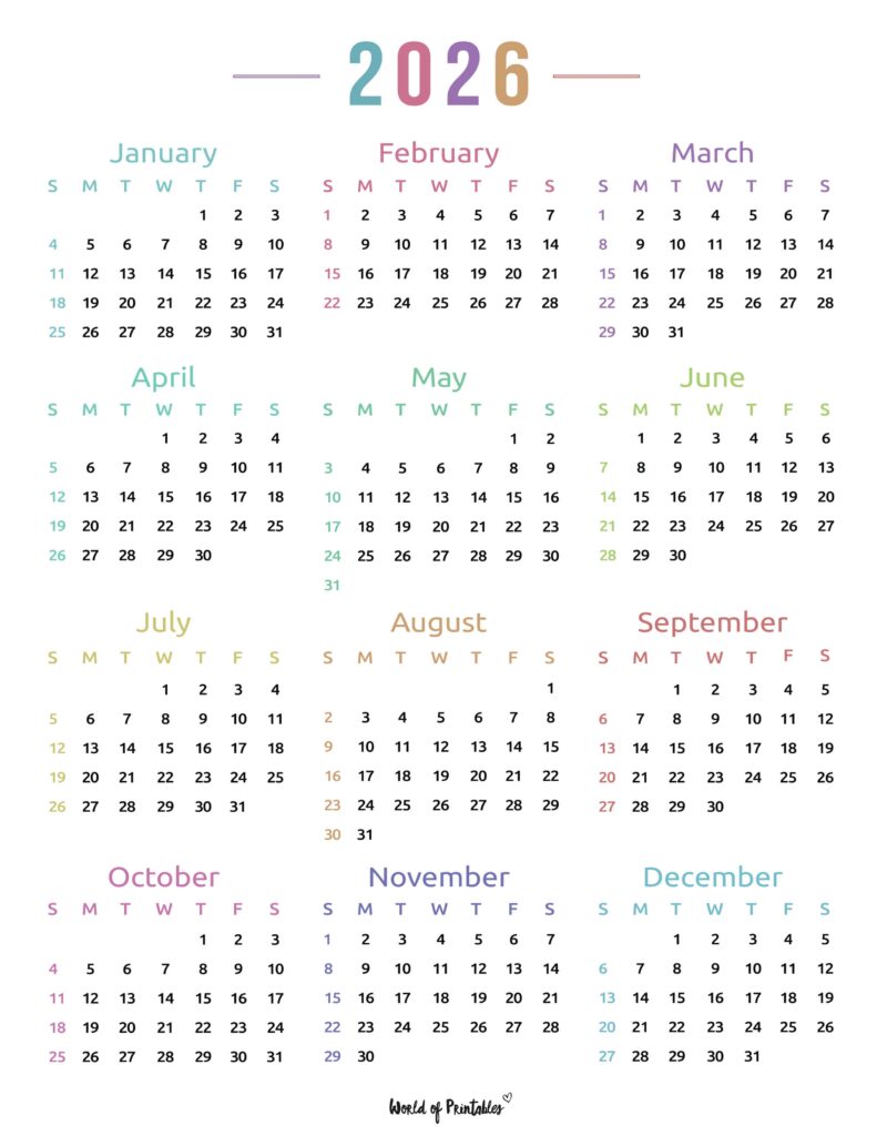Printable 2026 Year Calendar-130