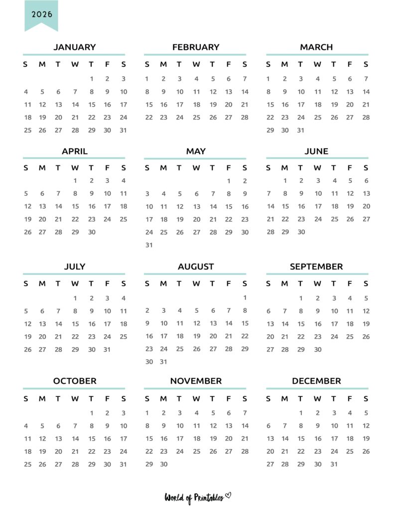 Printable 2026 Year Calendar-133