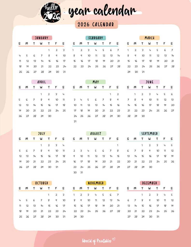 Printable 2026 Year Calendar-141