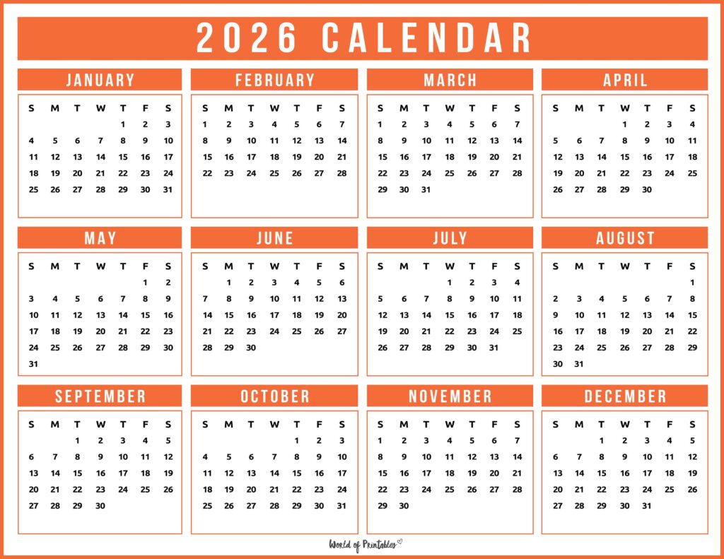 Printable 2026 Year Calendar-148
