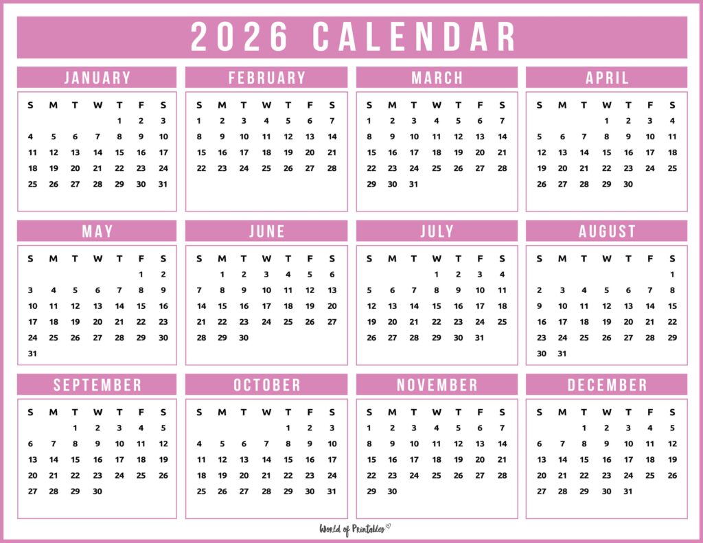 Printable 2026 Year Calendar-149