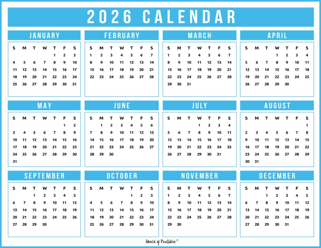 Printable 2026 Year Calendar-150