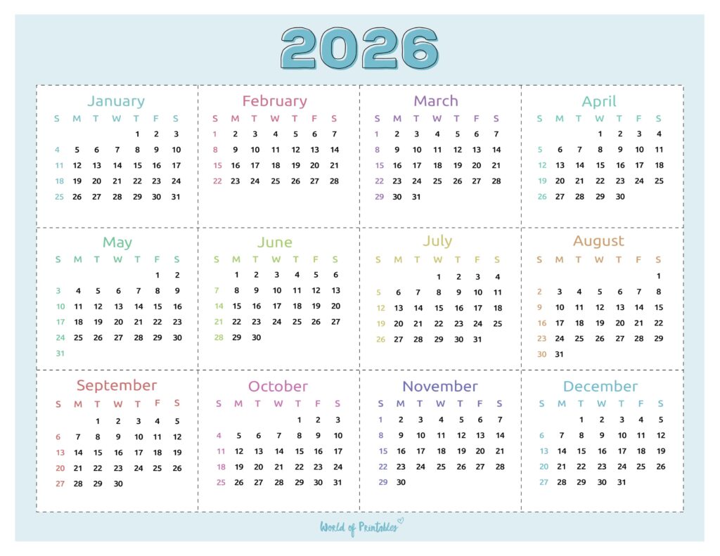 Printable 2026 Year Calendar-158