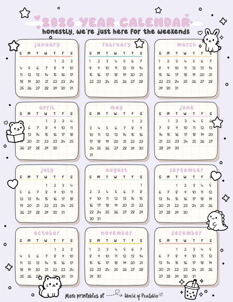 Printable 2026 Year Calendar-31