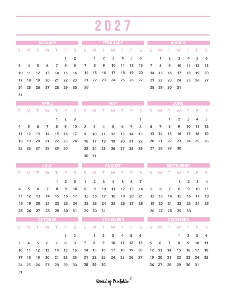 Printable 2027 Year Calendar-102