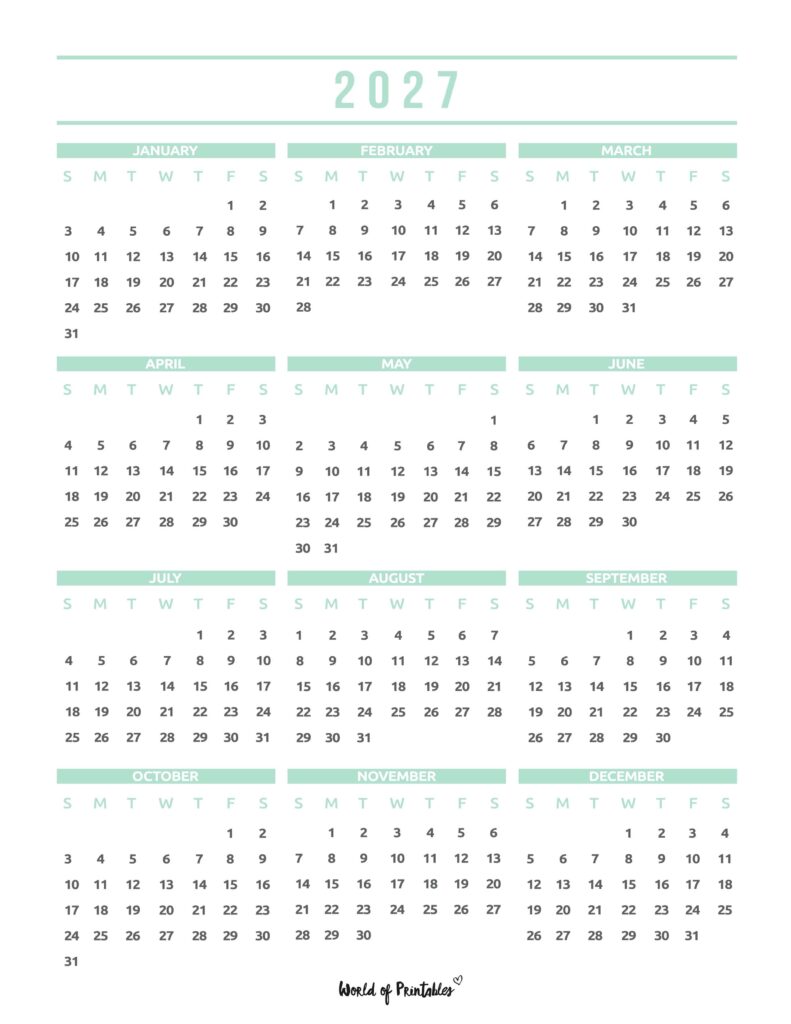 Printable 2027 Year Calendar-103