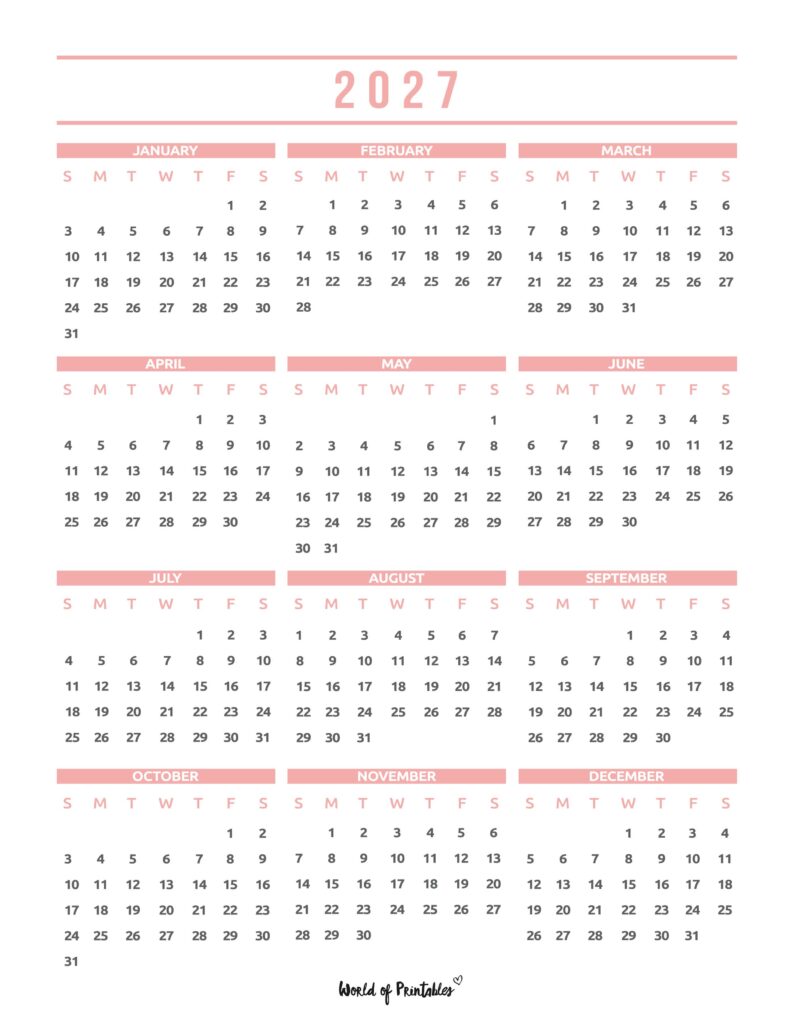 Printable 2027 Year Calendar-105