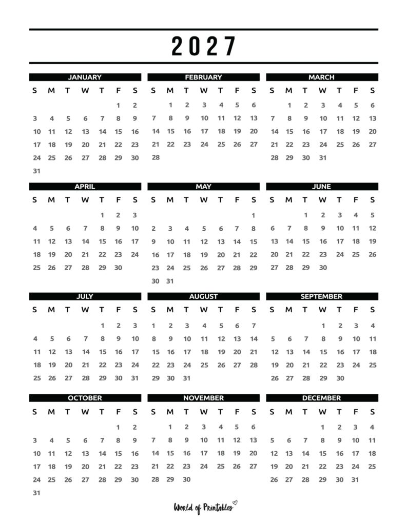 Printable 2027 Year Calendar-106