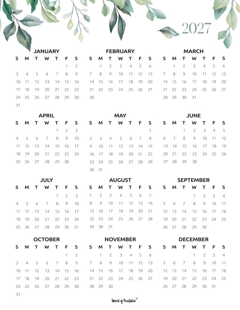 Printable 2027 Year Calendar-109