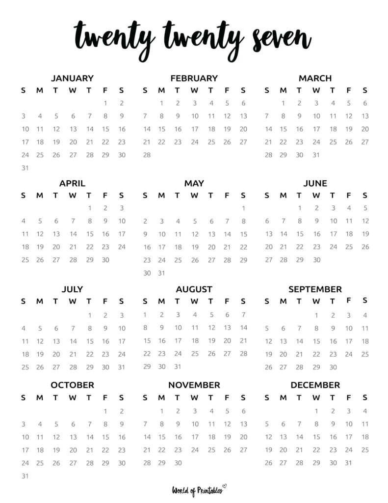 Printable 2027 Year Calendar-111