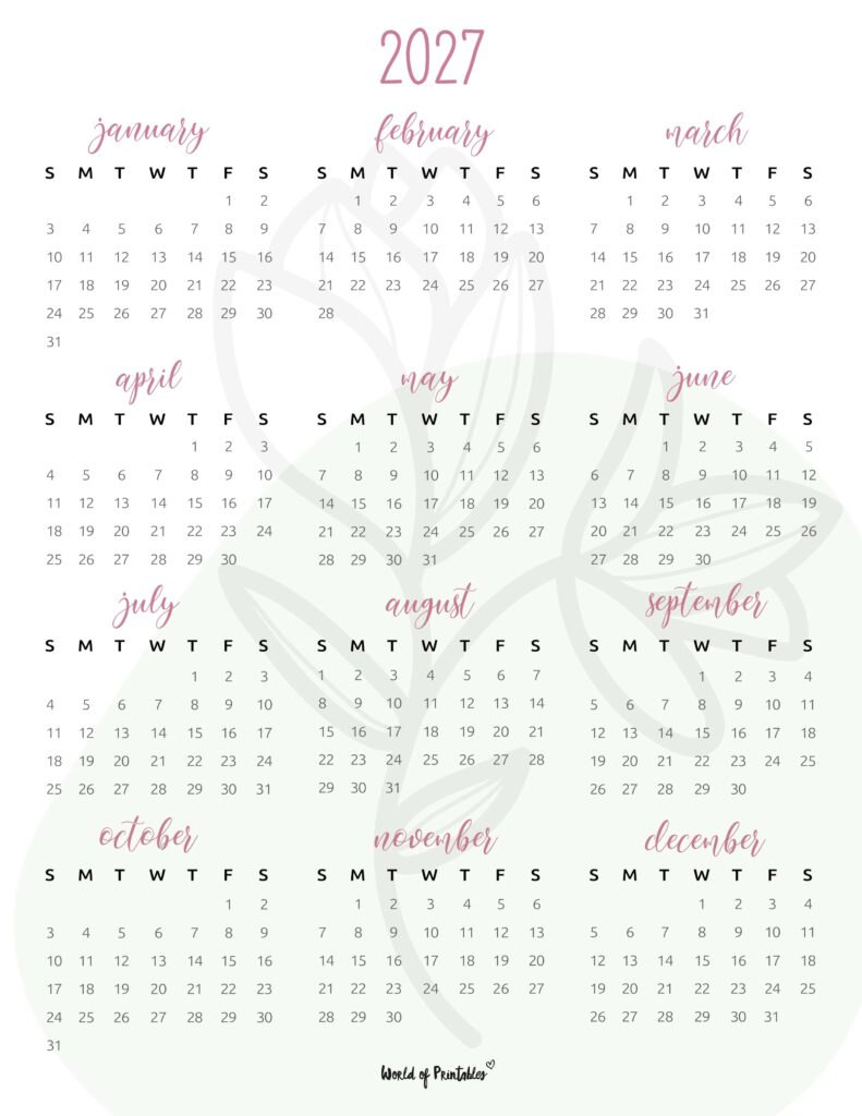 Printable 2027 Year Calendar-118
