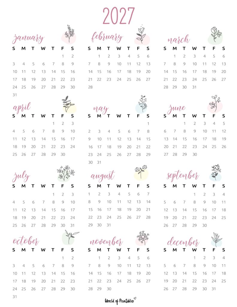 Printable 2027 Year Calendar-120
