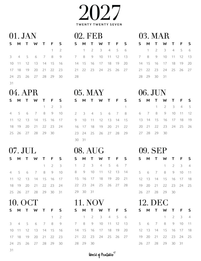 Printable 2027 Year Calendar-121