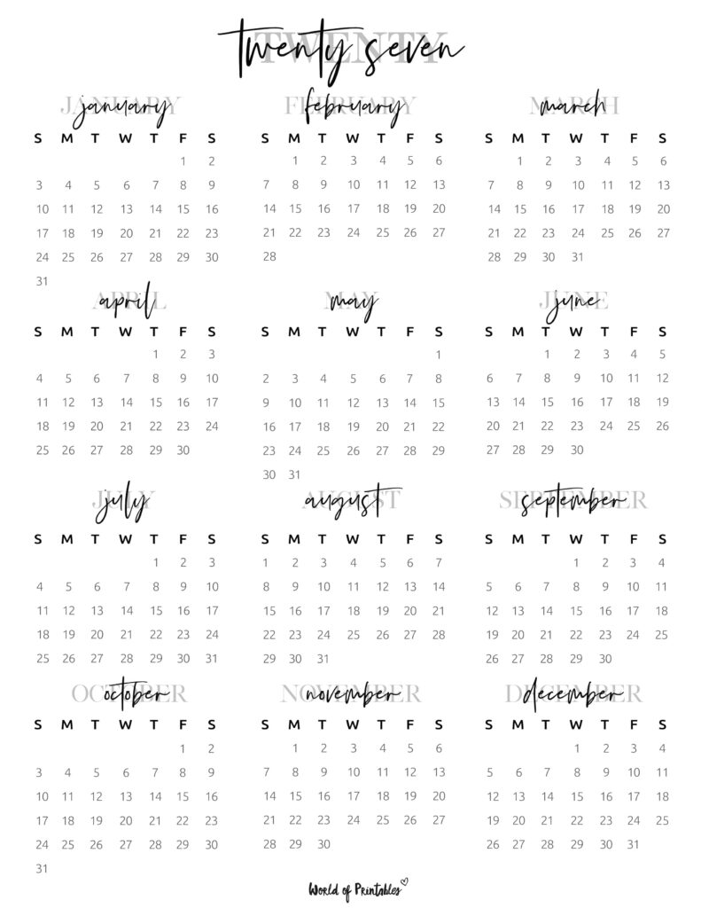 Printable 2027 Year Calendar-122