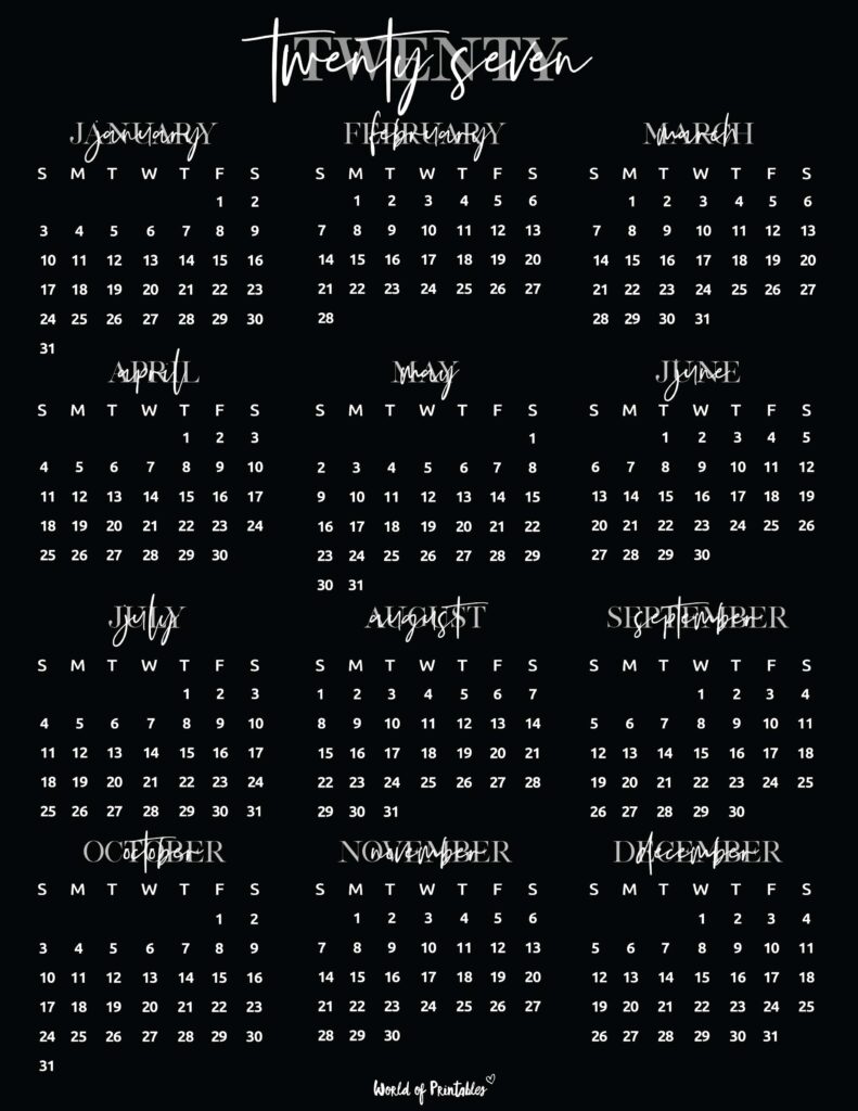 Printable 2027 Year Calendar-124
