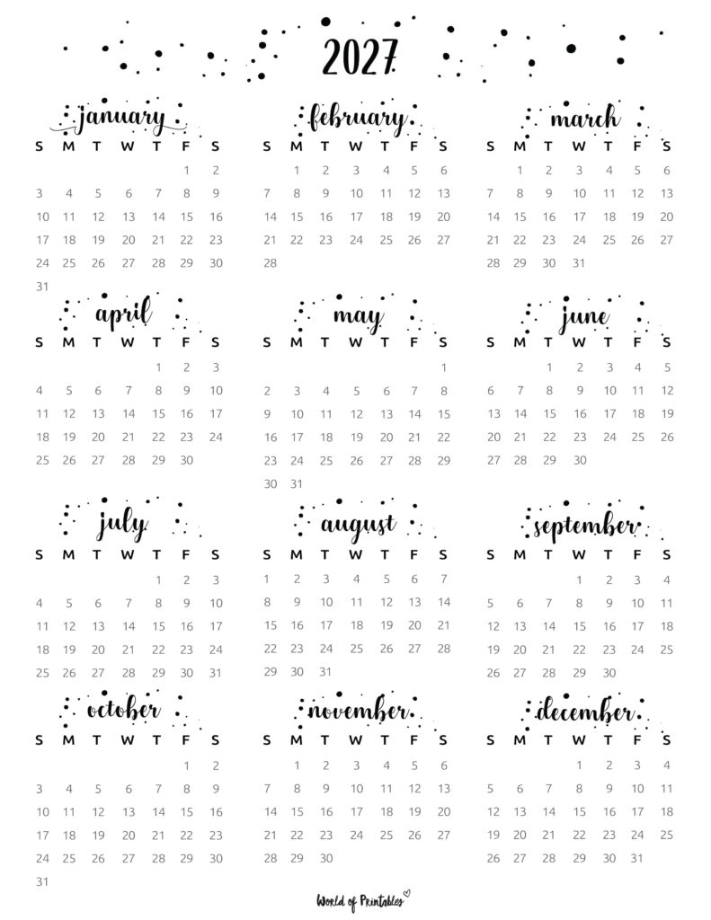 Printable 2027 Year Calendar-125