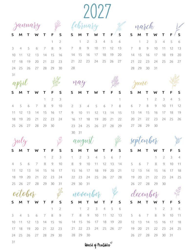 Printable 2027 Year Calendar-127