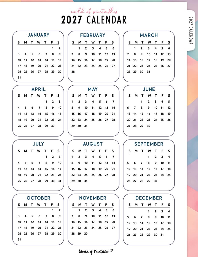 Printable 2027 Year Calendar-13