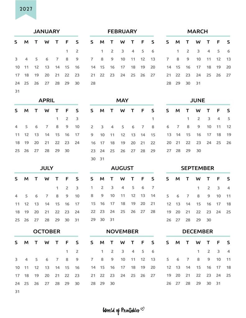 Printable 2027 Year Calendar-133