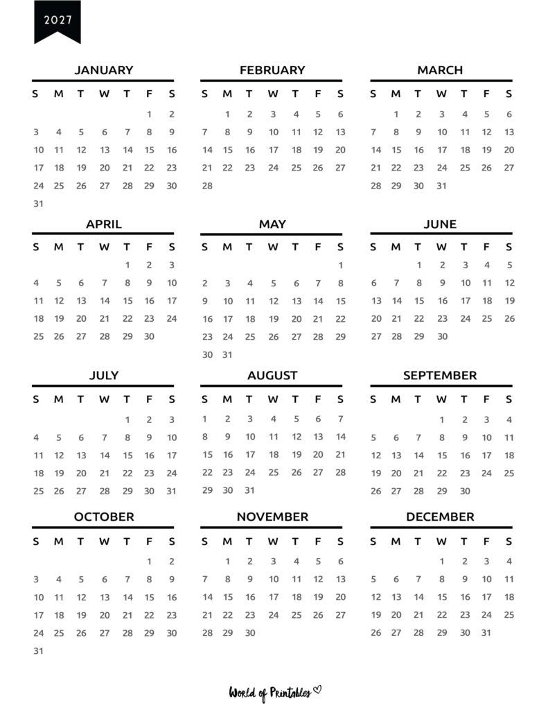 Printable 2027 Year Calendar-137