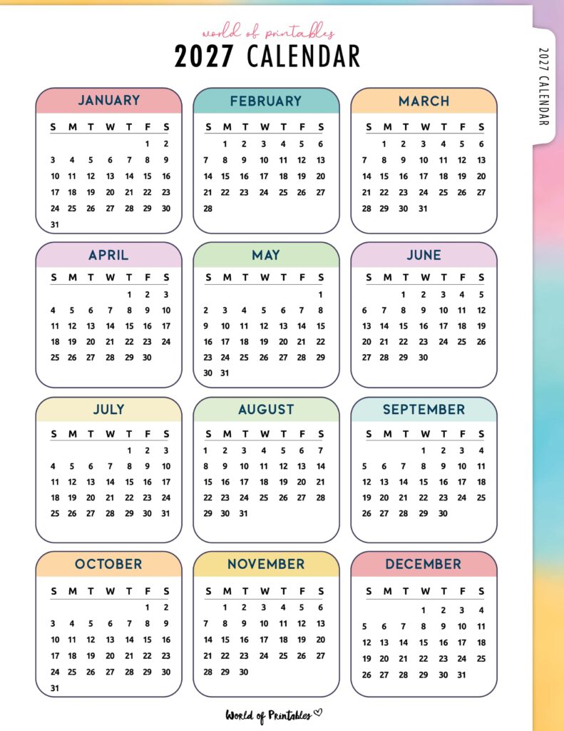 Printable 2027 Year Calendar-14