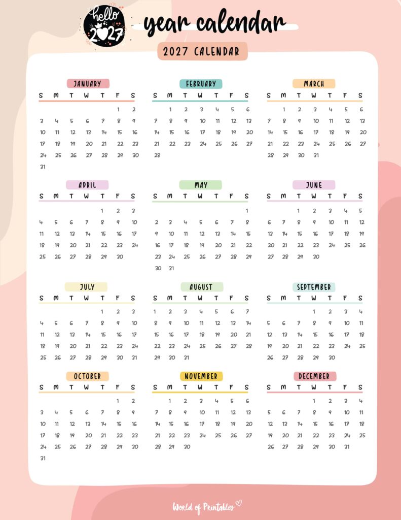 Printable 2027 Year Calendar-141
