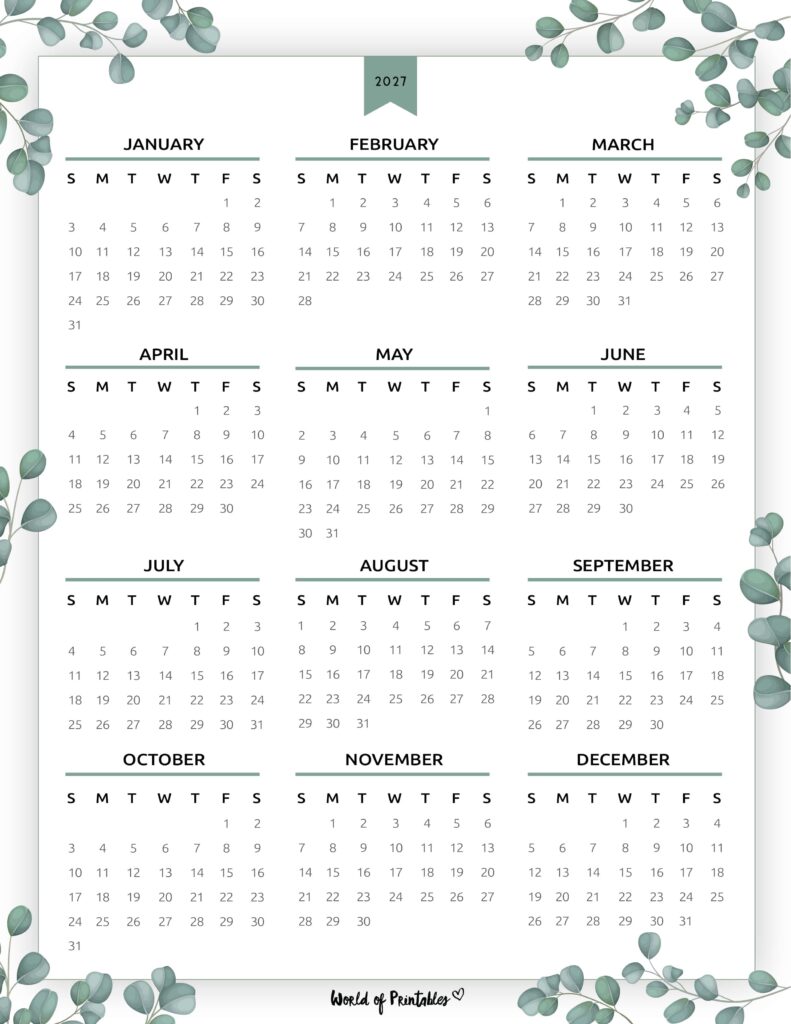 Printable 2027 Year Calendar-143