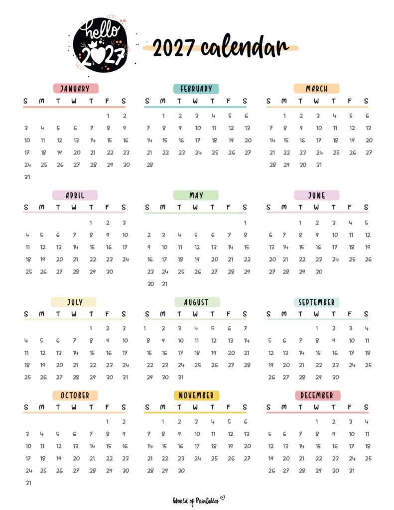 Printable 2027 Year Calendar-144