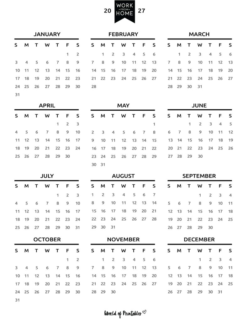 Printable 2027 Year Calendar-146