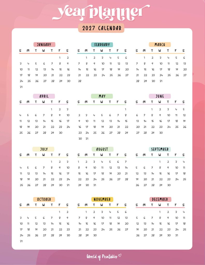 Printable 2027 Year Calendar-147