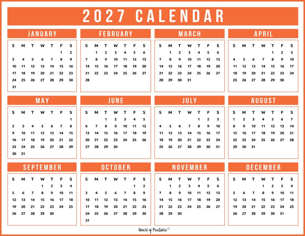 Printable 2027 Year Calendar-148